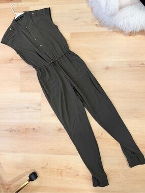 Olive Utility Sleeveless Jumpsuit